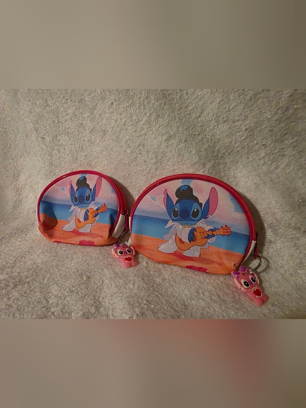 Disney Stitch Elvis Pink & Blue Kids Coin Purse with Guitar Print 2- NWOT